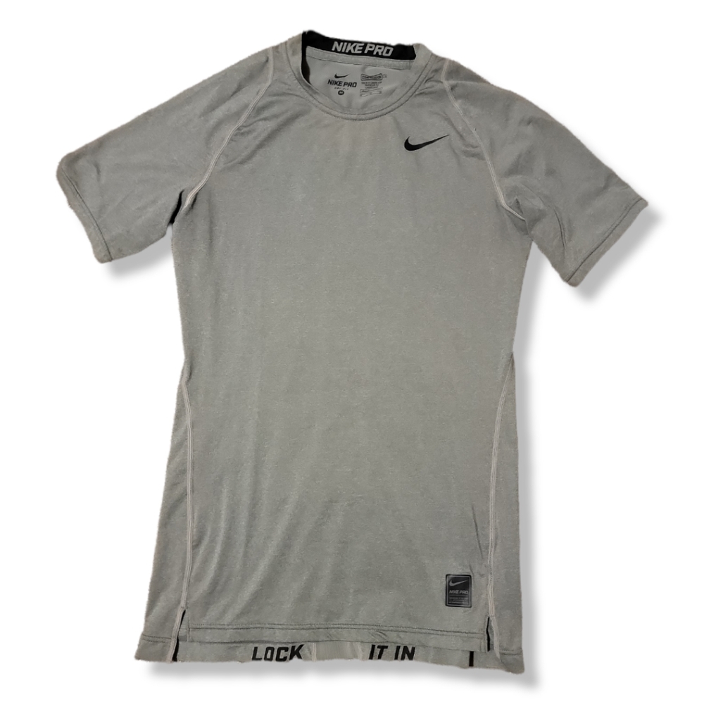 NIKE PRO DRI FIT Compression Activewear Shirt, Medium, Gray